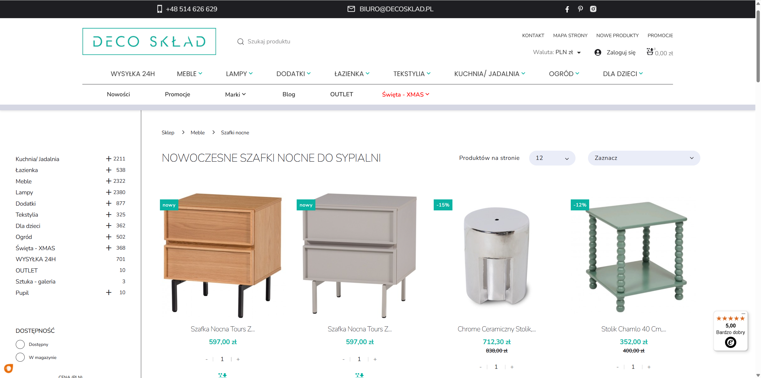 Dekoracyjne bryły w aranżacji sypialni - drewniane, chromowane i ceramiczne nowoczesne szafki nocne