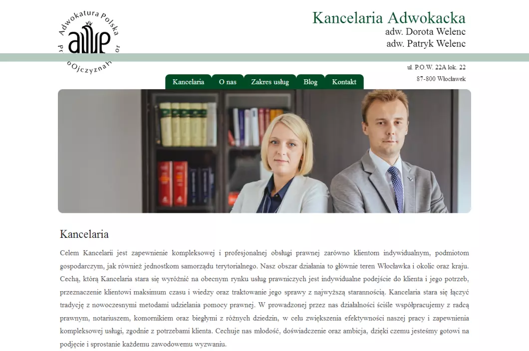 Zrzut ekranu strony Kancelaria Adwokacka Adwokat Welenc