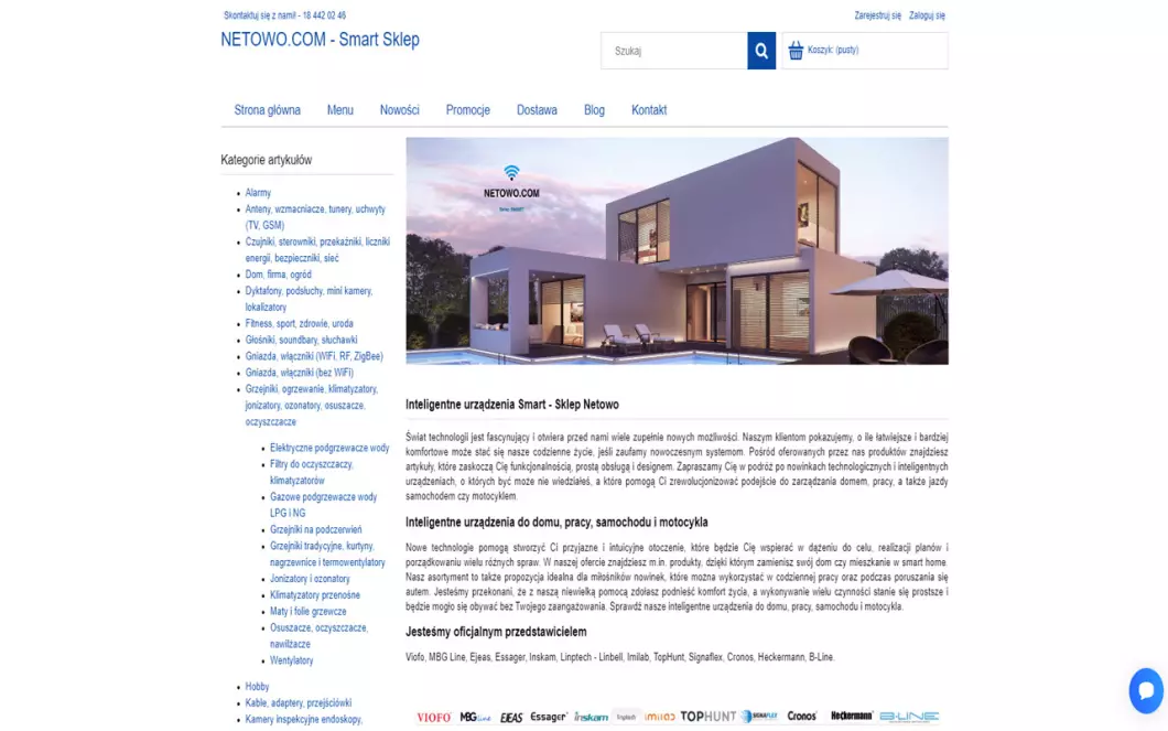 Zrzut ekranu strony Netowo.com - Urządzenia smart home