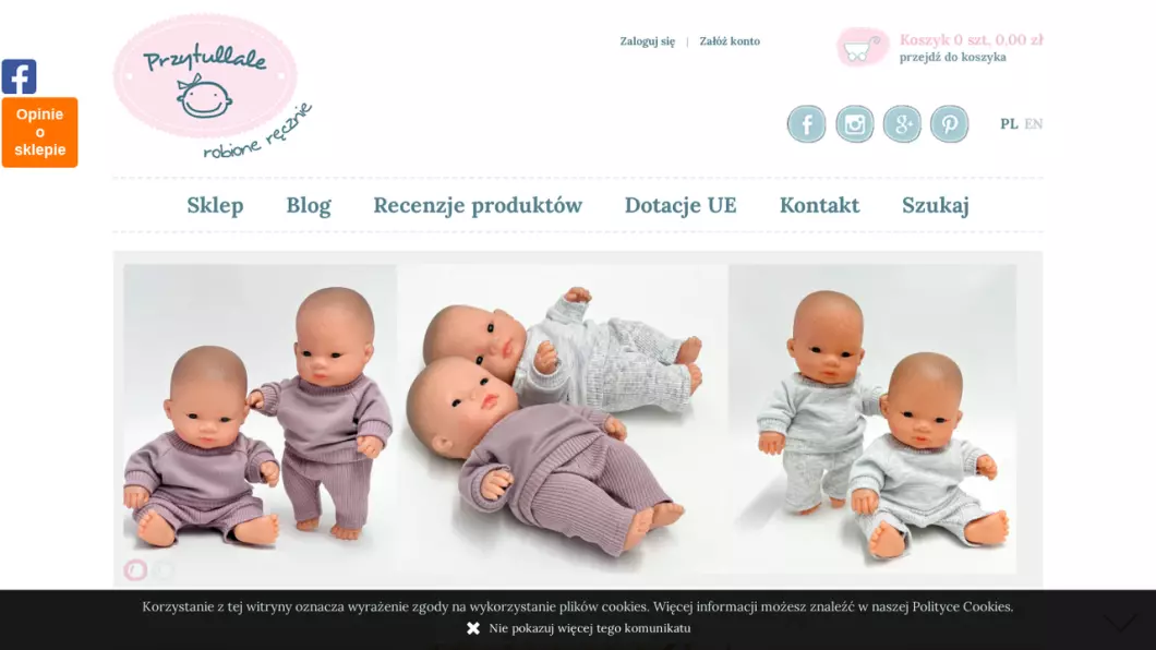 Zrzut ekranu strony Sklep z lalkami hiszpańskimi Przytullale