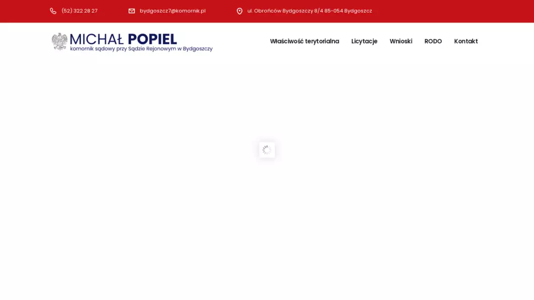 Zrzut ekranu strony Michał Popiel Kancelaria Komornicza