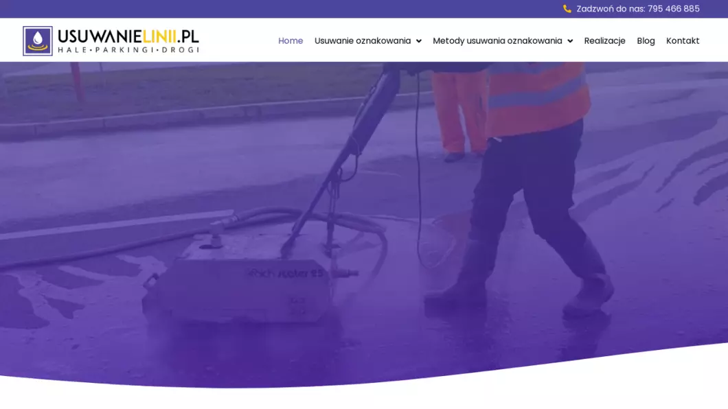 Zrzut ekranu strony UsuwanieLinii - usuwanie oznakowania poziomego