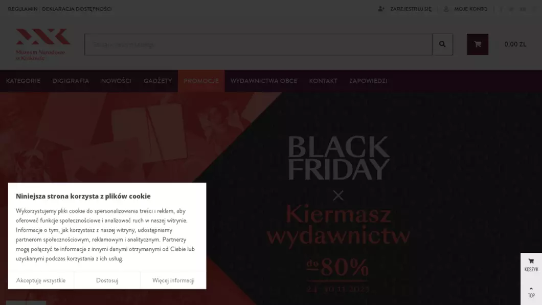 Zrzut ekranu strony Księgarnia internetowa Kraków | eksiegarnia.mnk.pl