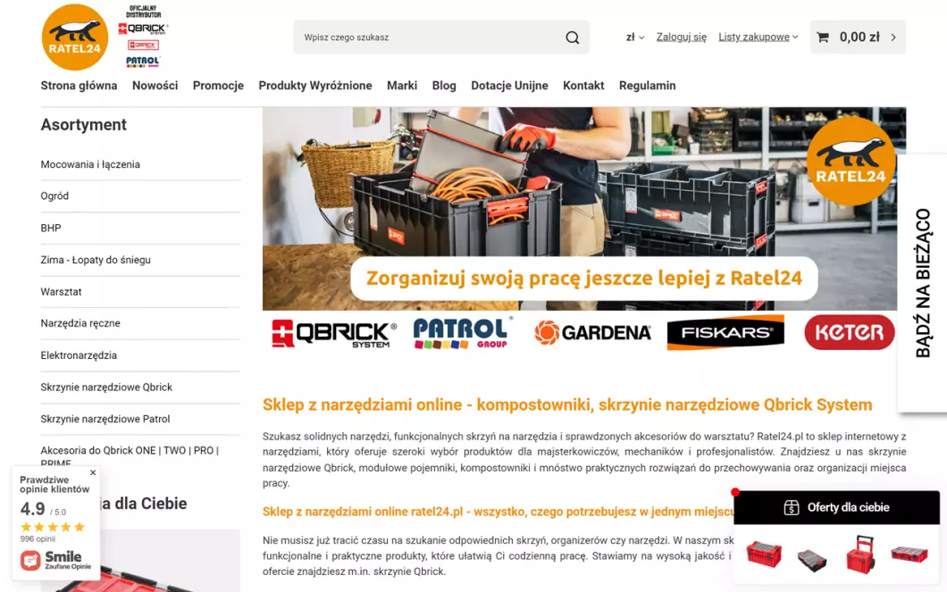 Zrzut ekranu strony Ratel24.pl
