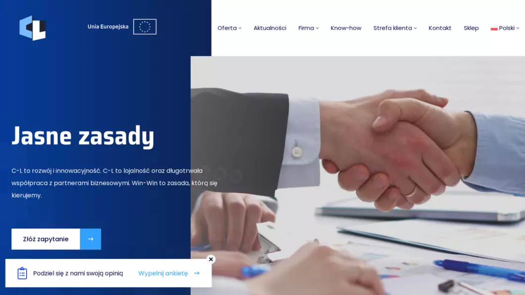 Zrzut ekranu strony Materiały do produkcji kompozytów - C-L